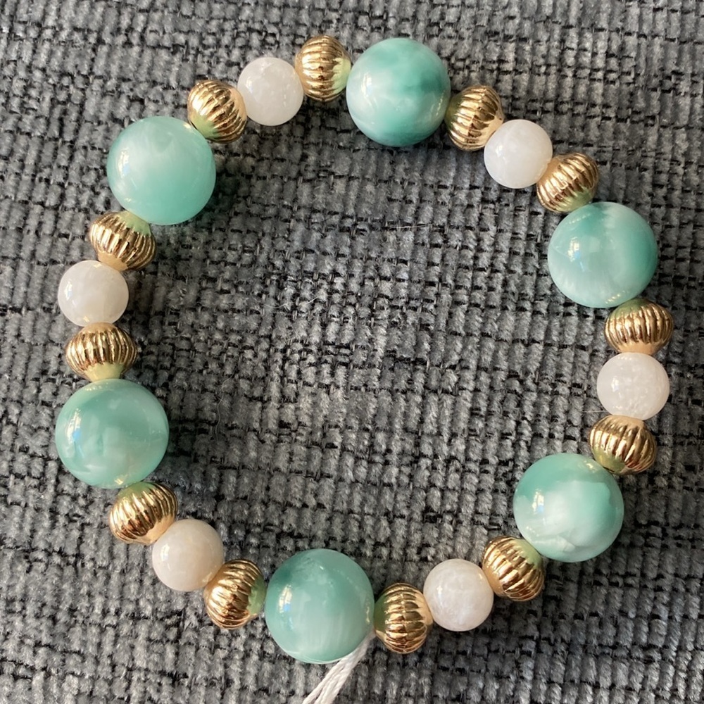 Handmade 12mm Angelite w/ Moonstone bracelet